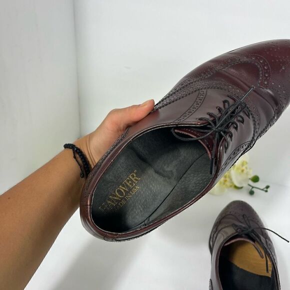 Hanover Mens Wingtip Dress Shoes size 11 Burgundy - Picture 12 of 16